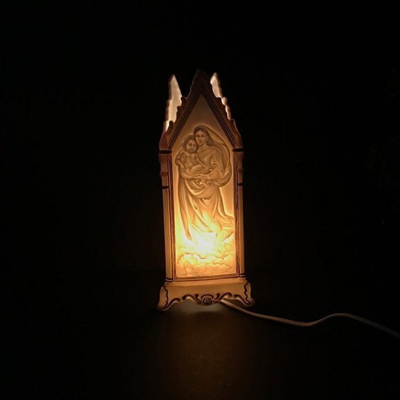 Vintage porcelain night light madonna and child/po - Picture 3 of 8